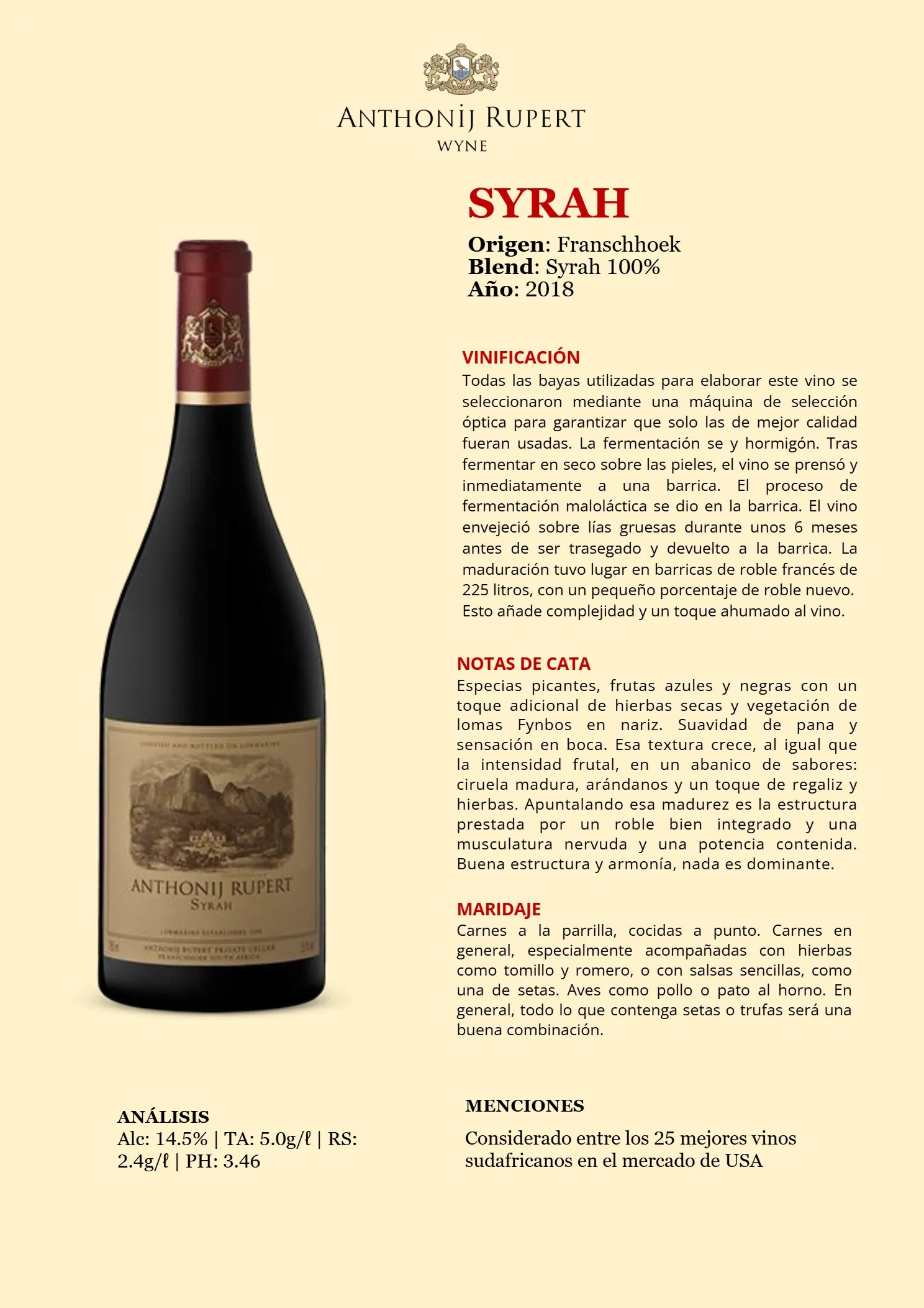 ANTHONIJ RUPERT SYRAH 2018